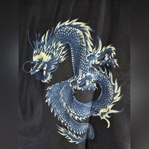 DRAGON Button Down Dress Shirt by CITY IMPACT Size Men's XL Navy Blue